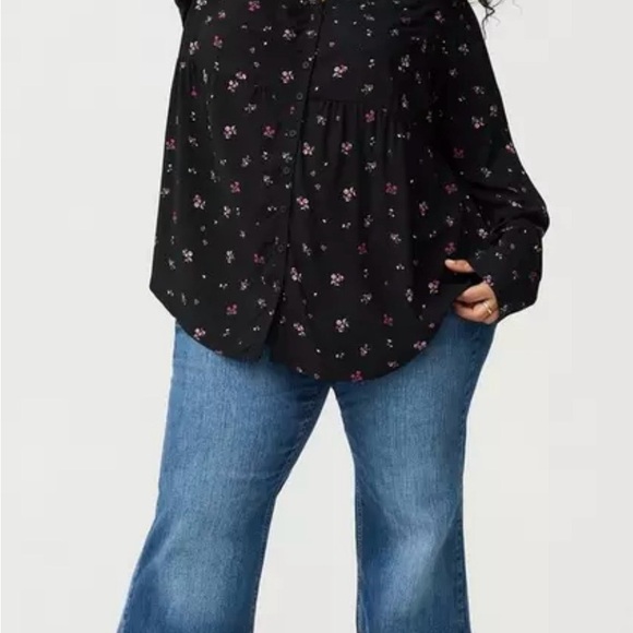 torrid Tops - Torrid Black Floral Button Down Shirt